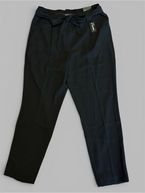 Express Black Tie-Waist Cropped Dress Pants